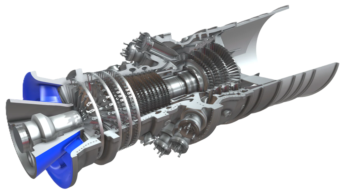 Cutaway model of a gas turbine for power engineering courses